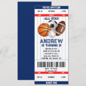 Persoonlijk sportticket All Star Party Kaart (Voorkant / Achterkant)