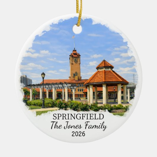 Persoonlijk Springfield-sieraad, op maat Illinois Keramisch Ornament (Voorkant)