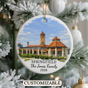 Persoonlijk Springfield-sieraad, op maat Illinois Keramisch Ornament
