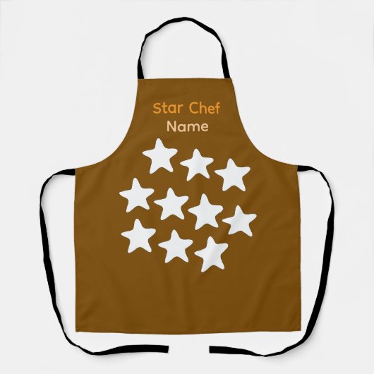 Persoonlijk Star Chef Bruin Schort Zwarte Banden (Voorkant)