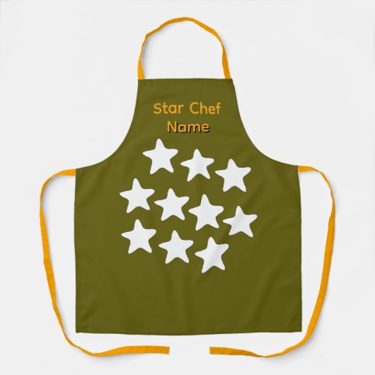 Persoonlijk Star Chef Olive Schort Oranje Banden (Voorkant)