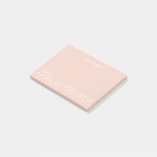 Persoonlijk stationair met oceaangolven voor kustm post-it® notes (Schuin)