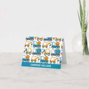 Persoonlijk stationery met grappige bouwwerktuigen notitiekaartje