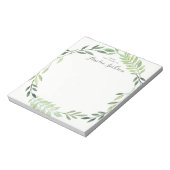 Persoonlijk Stationery met Groene Bladkrans Notitieblok (Linkerzijde)