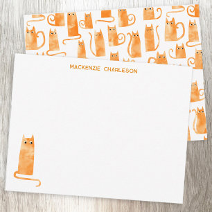 Persoonlijk Stationery met Oranje Kat Notitiekaartje