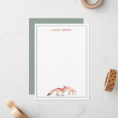 Persoonlijk Stationery van Red Fox Notitiekaartje (Voorkant / Achterkant in situ)