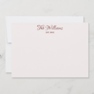 Persoonlijk Stel Bordeaux Elegante Kalligrafie Notitiekaartje
