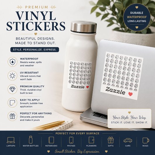 Persoonlijk stickerblad met bloemen van vinyl sticker