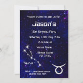 Persoonlijk Stier Zodiac Galaxy Feest Kaart (Voorkant)