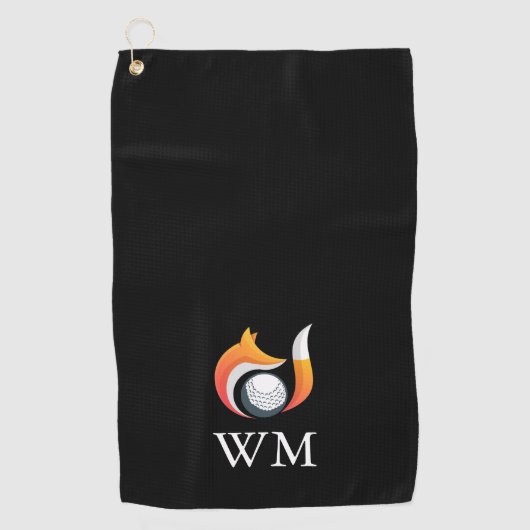 Persoonlijk Stijlvol Monogram Vos En Bal Golfhanddoek (Voorkant)