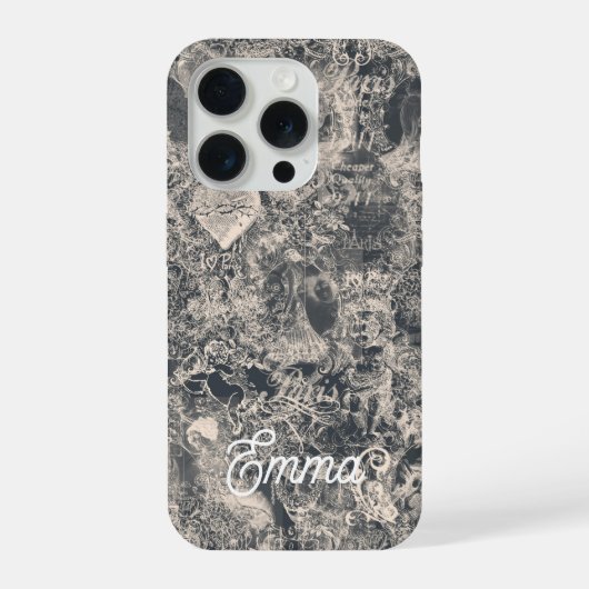 Persoonlijk stijlvol zwart Paris Toile-ontwerp iPhone Hoesje (Achterkant)