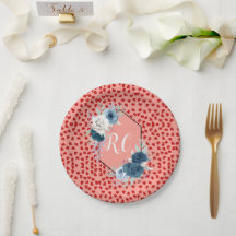 Persoonlijk Stofblauw Bloemmotief & Rode Harten