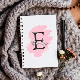 Persoonlijk stoffig roze monogram spiraalnotitiebo notitieboek