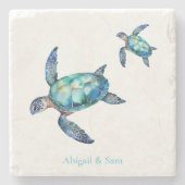 Persoonlijk strand met zeeschildpadden stenen onderzetter (Voorkant)