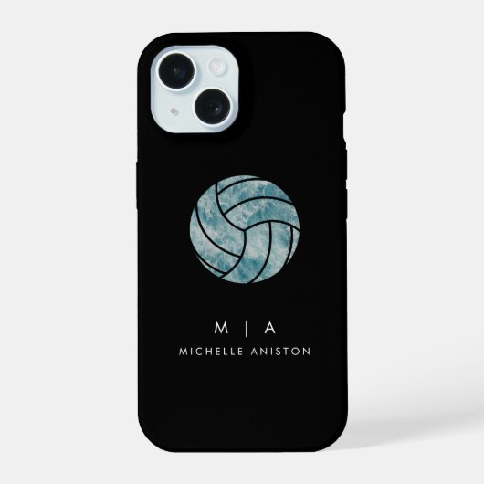 Persoonlijk strand zomer golven volleybal iPhone 15 case (Achterkant)