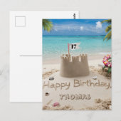 Persoonlijk strand-zomer verjaardagsontwerp briefkaart (Voorkant / Achterkant)