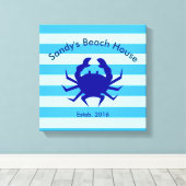 Persoonlijk strandhuis nautisch canvas wanddecor afdruk (Insitu (Houten vloer))