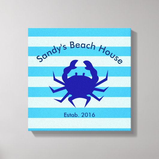 Persoonlijk strandhuis nautisch canvas wanddecor afdruk (Voorkant)