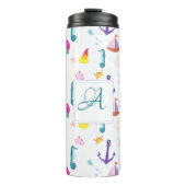 Persoonlijk strandhuisje kids badkamer oceaanleven thermosbeker (Voorkant)