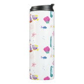 Persoonlijk strandhuisje kids badkamer oceaanleven thermosbeker (Gedraaid links)