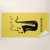 Persoonlijk strandlaken cadeau voor saxofonist (Voorkant)