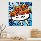 Persoonlijk stripboek GELUKKIGE VERJAARDAG! Poster (Keuken)