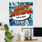 Persoonlijk stripboek GELUKKIGE VERJAARDAG! Poster (Thuiskantoor)