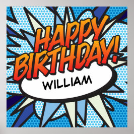 Persoonlijk stripboek GELUKKIGE VERJAARDAG! Poster