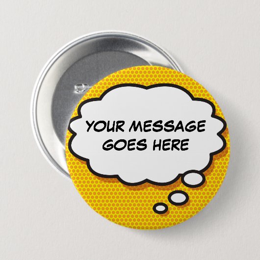 Persoonlijk stripboek Pop Art-denkballon Ronde Button 7,6 Cm (Voorkant /achterkant)