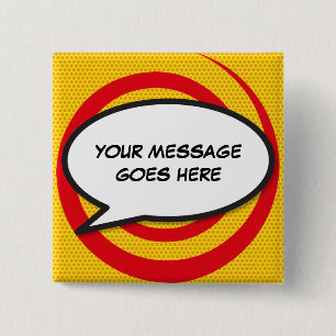 Persoonlijk stripboek Pop Art-spreekwolk Vierkante Button 5,1 Cm