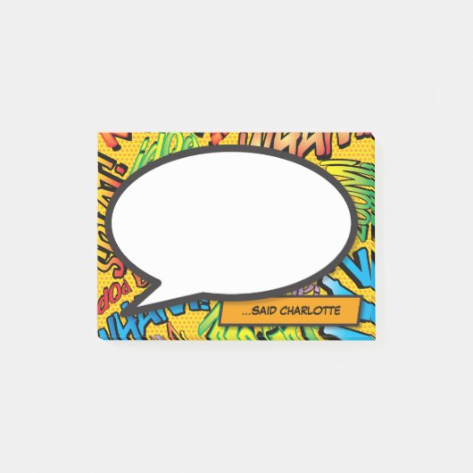 Persoonlijk stripboek spraakballon plezier post-it® notes (Voorkant)