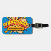 Persoonlijk stripboek SUPERHELD Plezier Modern Bagagelabel (Voorkant horizontaal)