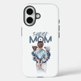 Persoonlijk Super Moeder met Zoon en Dochter Cadea iPhone 16 Hoesje