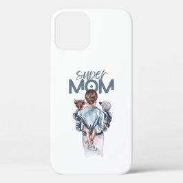 Persoonlijk Super Moeder met Zoon en Dochter Cadea Case-Mate iPhone Case