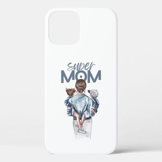 Persoonlijk Super Moeder met Zoon en Dochter Cadea Case-Mate iPhone Case (Achterkant)
