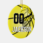 Persoonlijk Superster Player Geel Basketball Keramisch Ornament (Rechts)