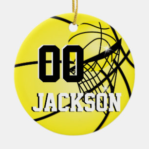 Persoonlijk Superster Player Geel Basketball Keramisch Ornament