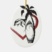 Persoonlijk surfbord op dolfijn tijdens kerstmis keramisch ornament (Voorkant)