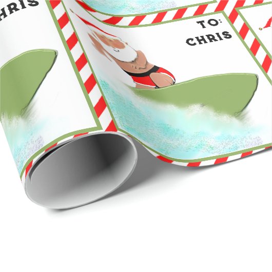 Persoonlijk surfkerstcadeau cadeaupapier (Rol Hoek)
