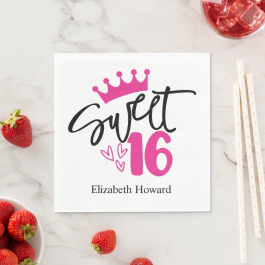 Persoonlijk Sweet 16-papier Servet (Insitu)