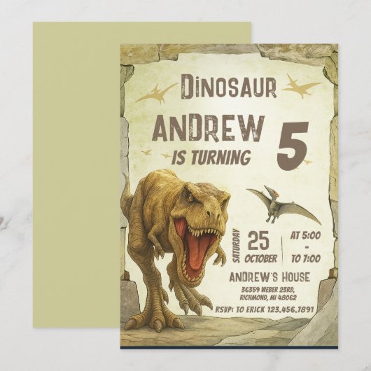 Persoonlijk T-Rex Dinosaur park Verjaardagsfeest Kaart (Voorkant / Achterkant)