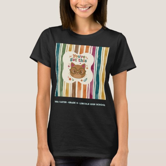 Persoonlijk T-shirt met kat voor de middelbare sch (Voorkant)