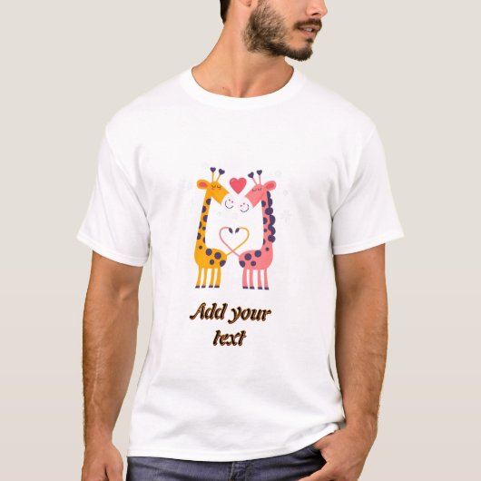Persoonlijk T-Shirt met Mooie Giraffen Koppel - (Voorkant)