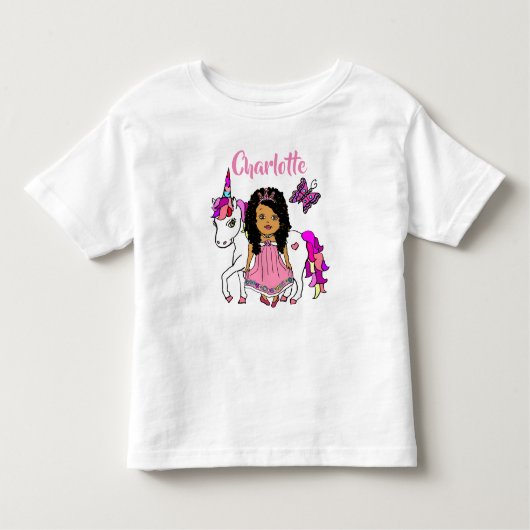 Persoonlijk T-shirt met mooie prinses en eenhoorn (Voorkant)