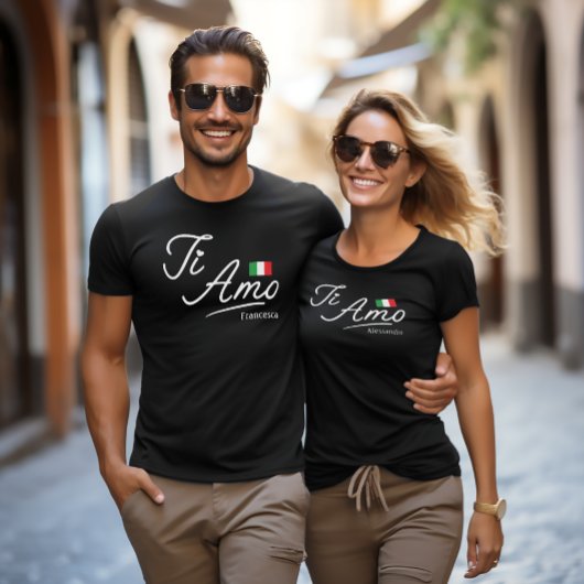 Persoonlijk T-shirt met 'Ti Amo Script' voor koppe