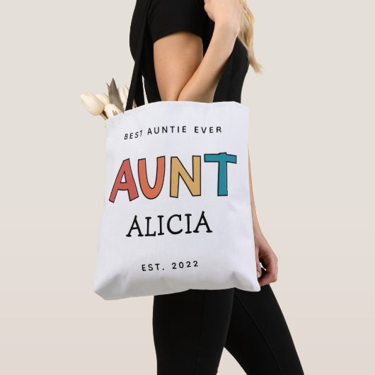 Persoonlijk tante retro cadeau Beste tante ooit Sc Tote Bag (Dichtbij)