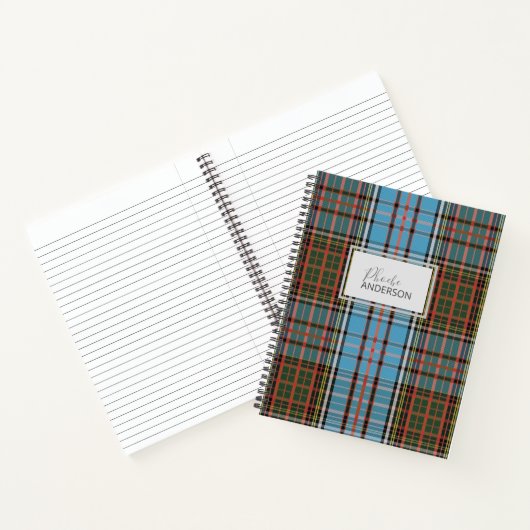 Persoonlijk Tartan Clan Anderson Pset Pattern Notitieboek (Binnen)