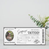 Persoonlijk tatoeagevoucher ticket met foto kaart (Staand voorkant)