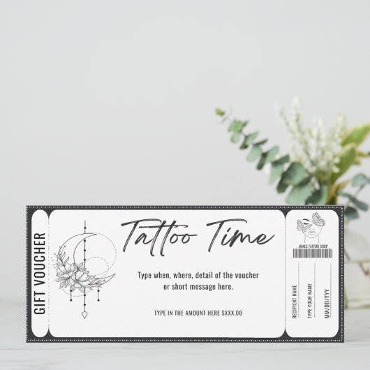 Persoonlijk Tattoo Cadeaubon cadeaubon Kaart (Staand voorkant)
