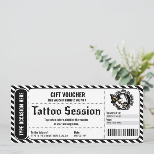 Persoonlijk Tattoo Cadeaubon cadeaubon Kaart (Staand voorkant)